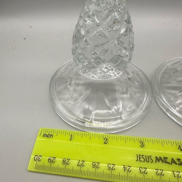 Crystal Pineapple clear glass candleholder set - Picture 5 of 8